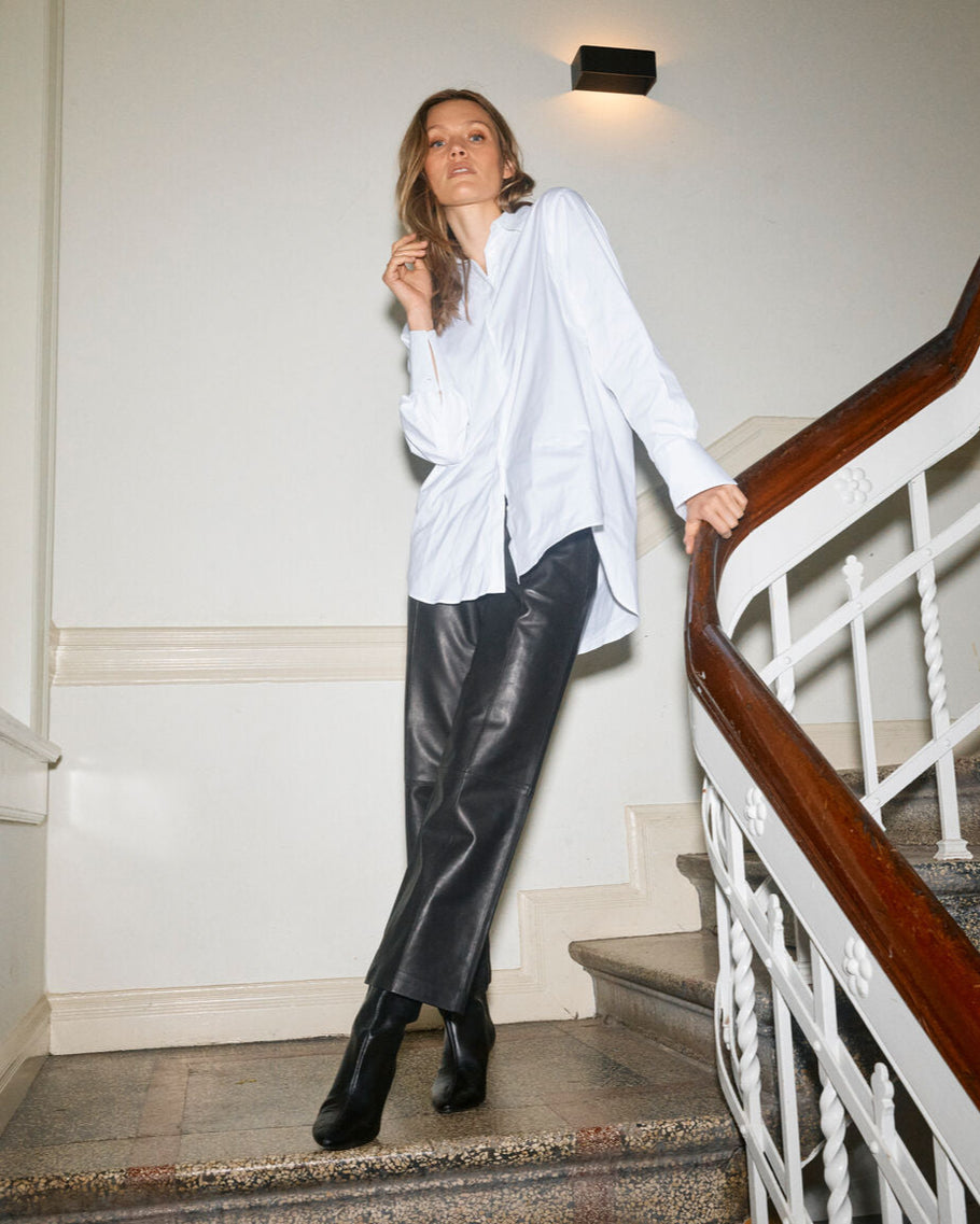 Mos Mosh Como Leather Pant Black-Pants-West of Woodward Boutique-Vancouver-Canada