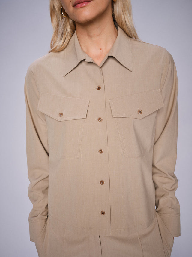 Mos Mosh Phila Roy Shirt Sesame-Shirts-West of Woodward Boutique-Vancouver-Canada