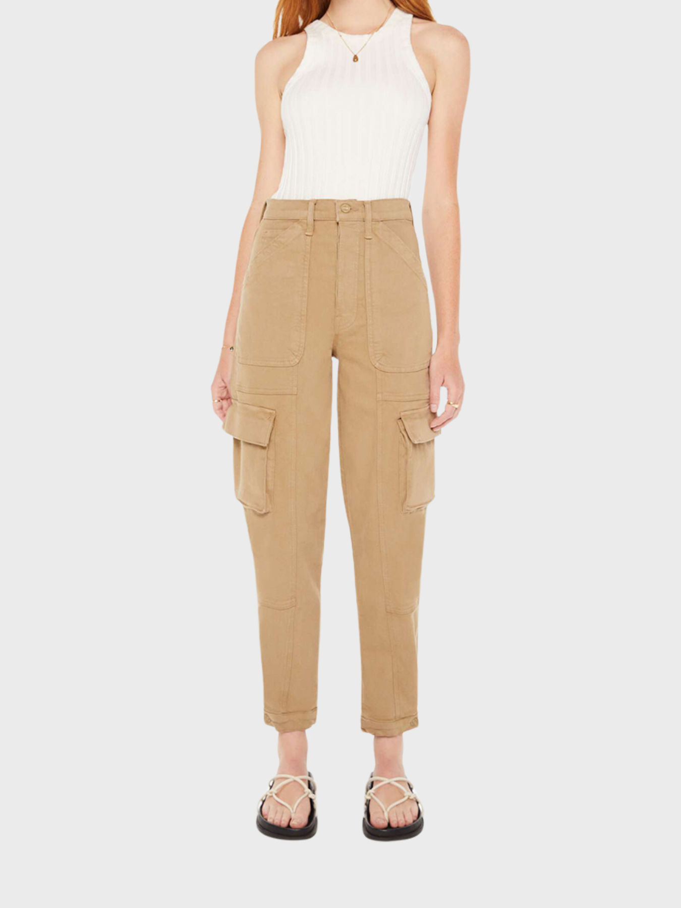 Mother Curbside Cargo Flood Pants Prairie Sand-Pants-West of Woodward Boutique-Vancouver-Canada