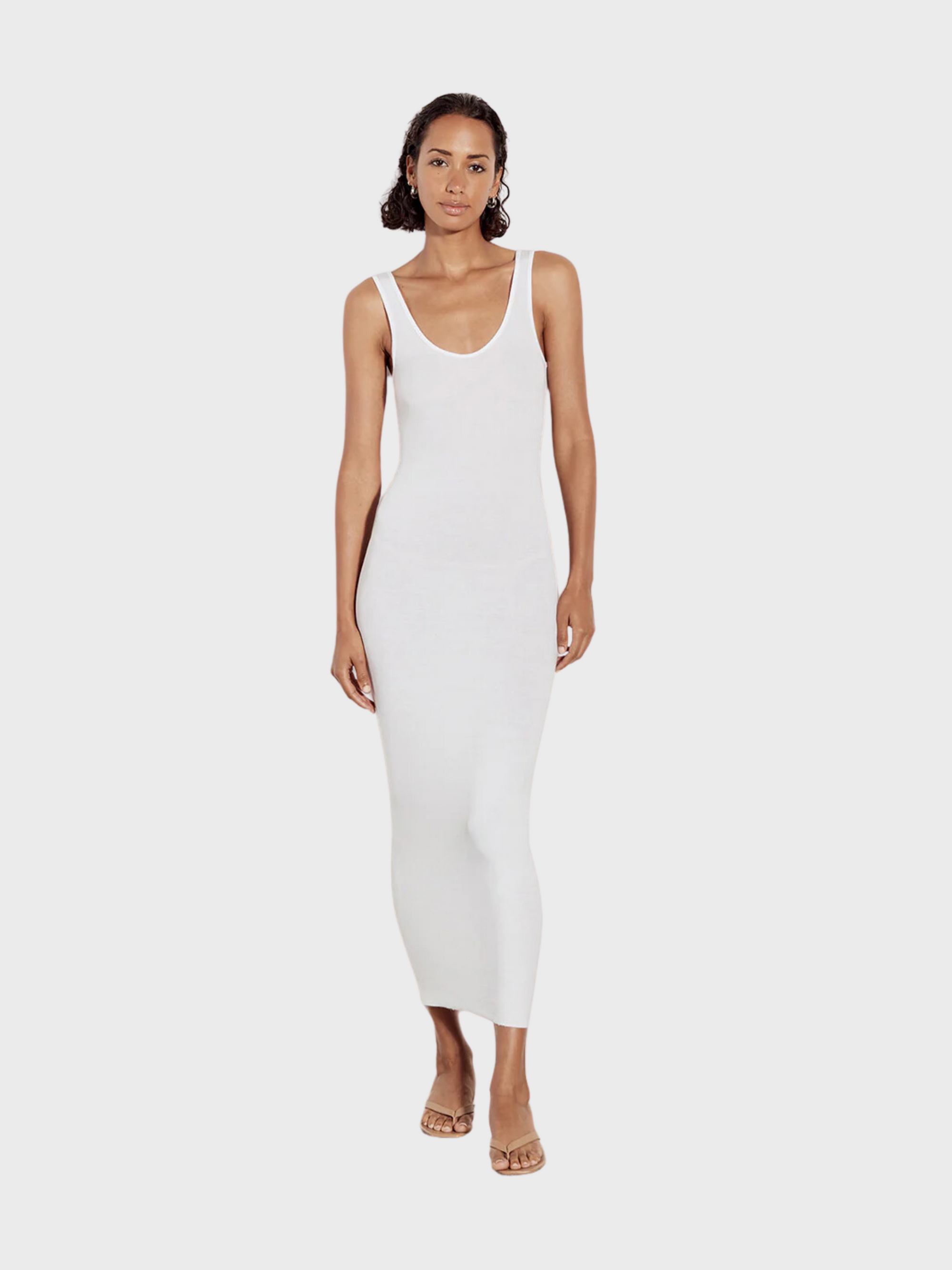 Enza Costa Stretch Silk Knit Maxi Tank Dress White-Dresses-XS-West of Woodward Boutique-Vancouver-Canada
