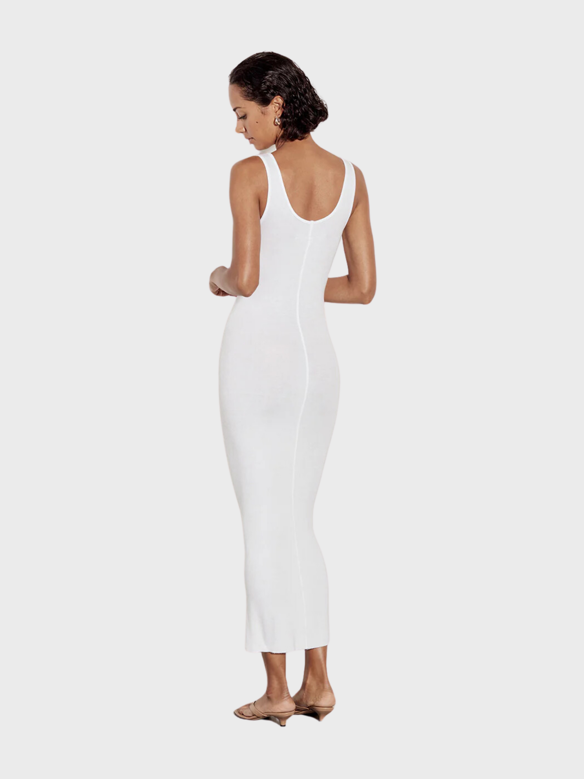 Enza Costa Stretch Silk Knit Maxi Tank Dress White-Dresses-West of Woodward Boutique-Vancouver-Canada