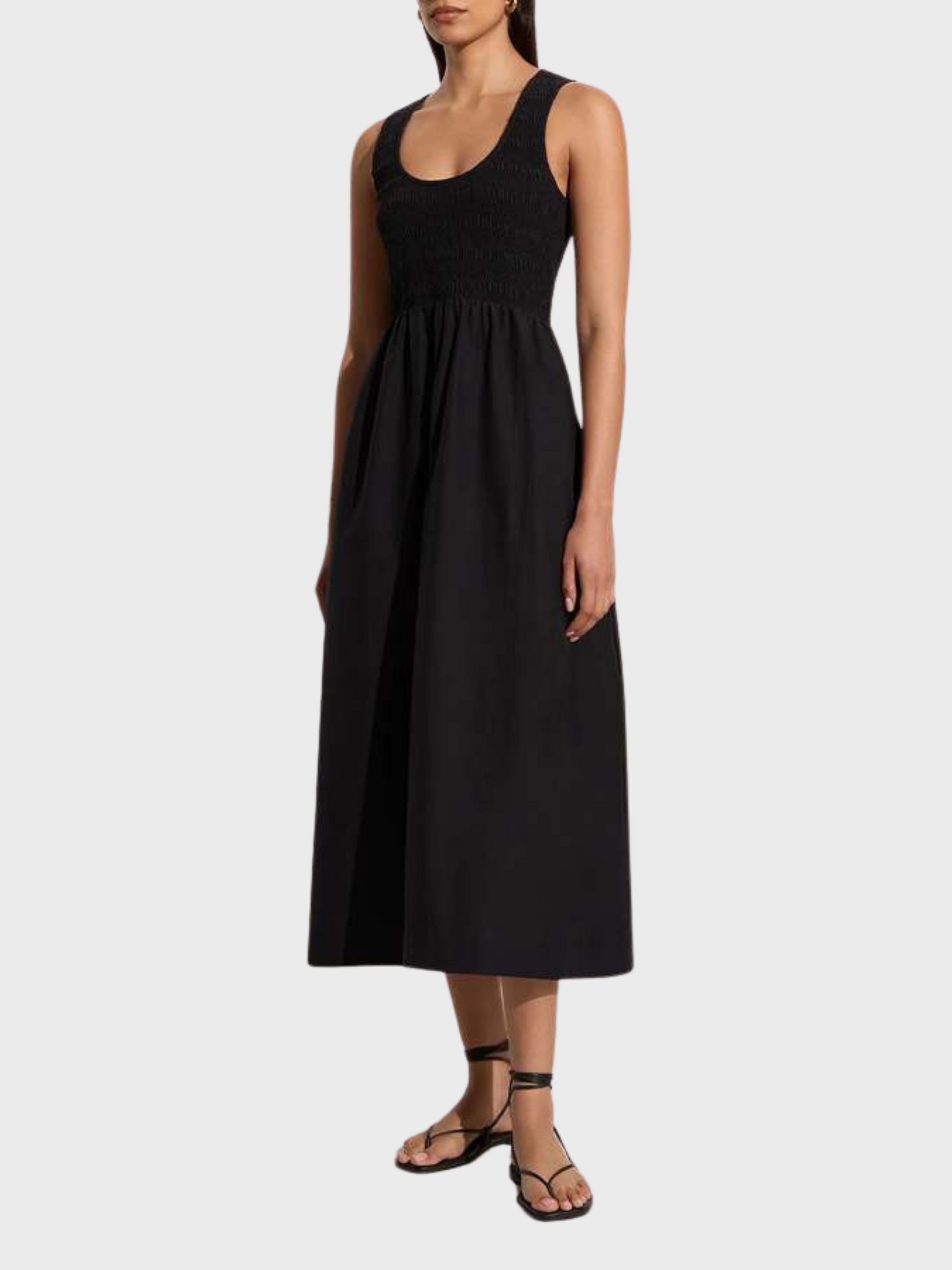 Faithfull Matera Midi Dress Black-Dresses-West of Woodward Boutique-Vancouver-Canada