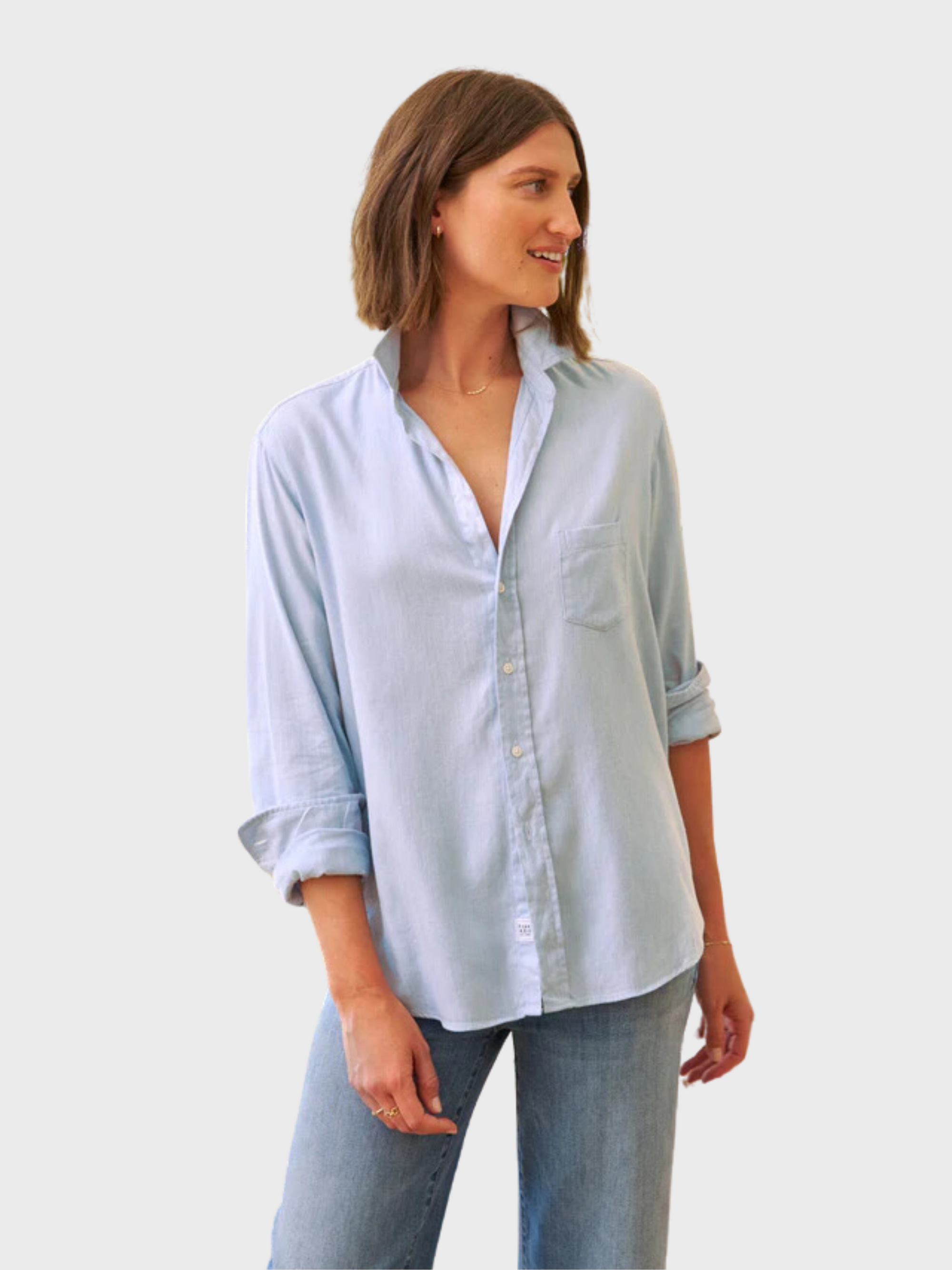 Frank &amp; Eileen Eileen Button Up Shirt Melange Blue-Shirts-West of Woodward Boutique-Vancouver-Canada