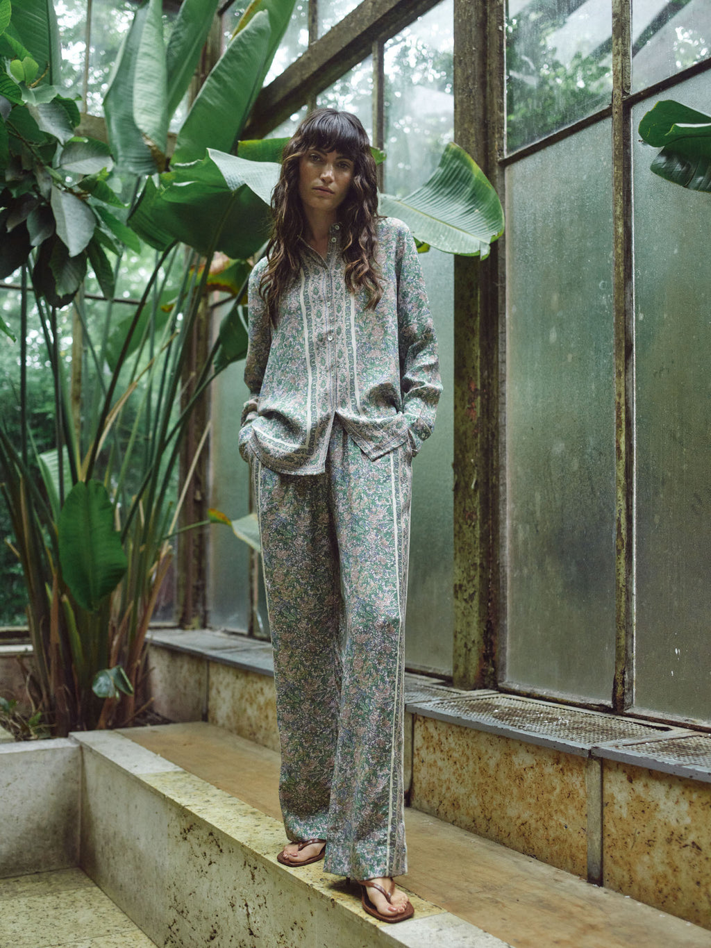 Mos Mosh Bala Flowish Orchid Pants Turf Green-Pants-West of Woodward Boutique-Vancouver-Canada