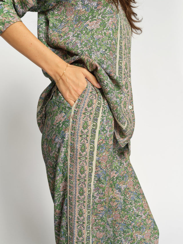 Mos Mosh Bala Flowish Orchid Pants Turf Green-Pants-West of Woodward Boutique-Vancouver-Canada