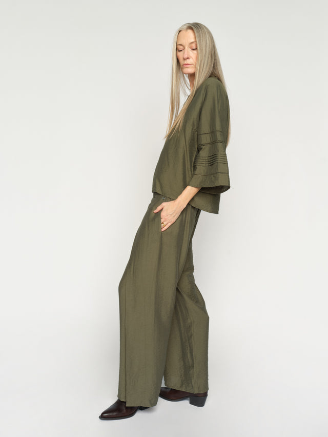 Mos Mosh Zoke Nila Pant Burnt Olive-Pants-West of Woodward Boutique-Vancouver-Canada
