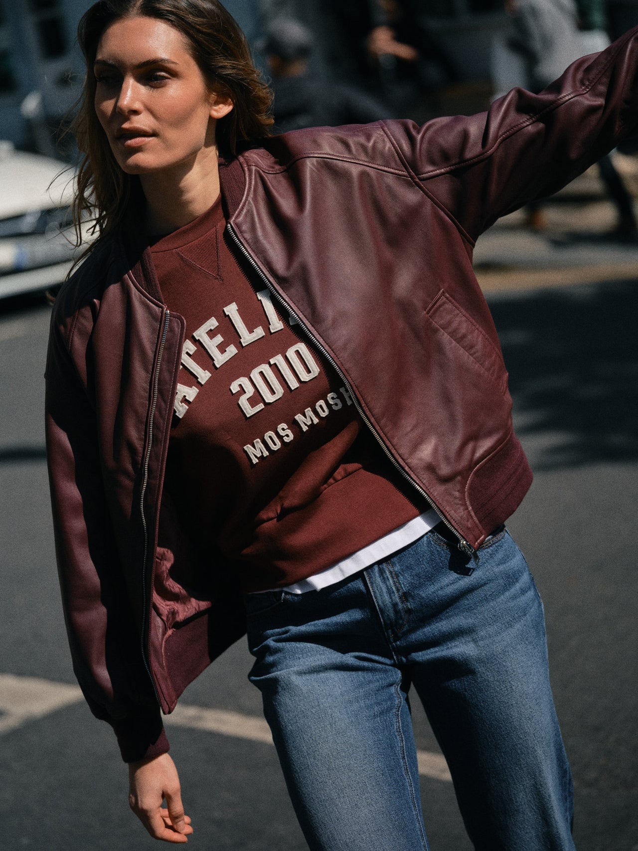Mos Mosh Ruby Leather Bomber Port Royale-Jackets-West of Woodward Boutique-Vancouver-Canada