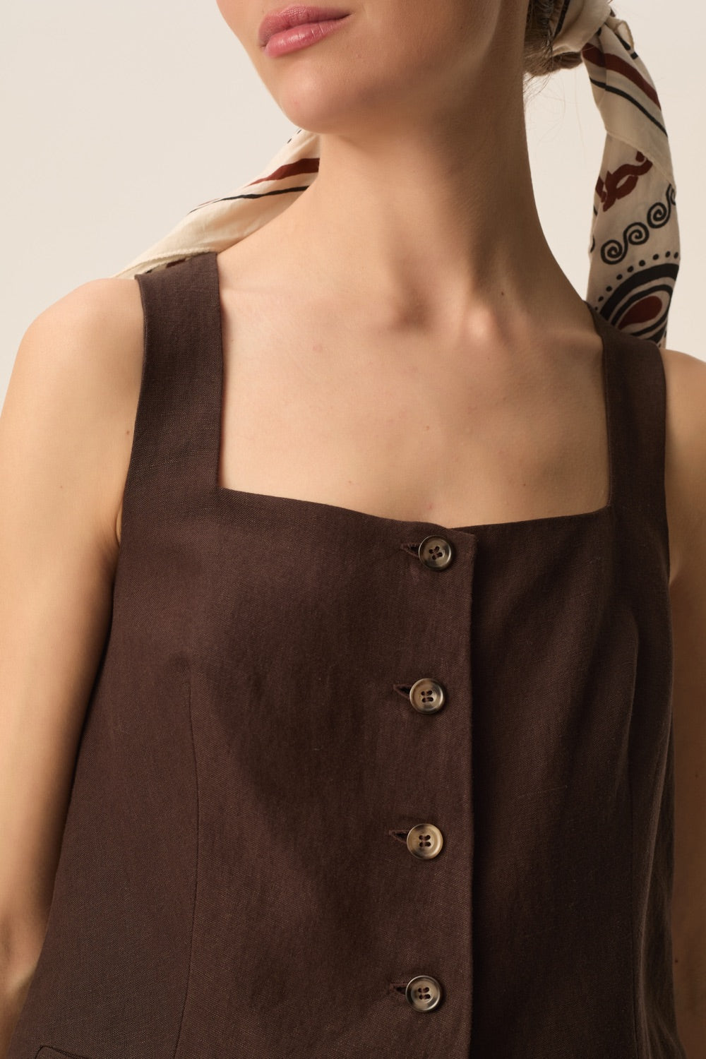 Des Petits Hauts Tahmara Vest Terre-Shirts-West of Woodward Boutique-Vancouver-Canada
