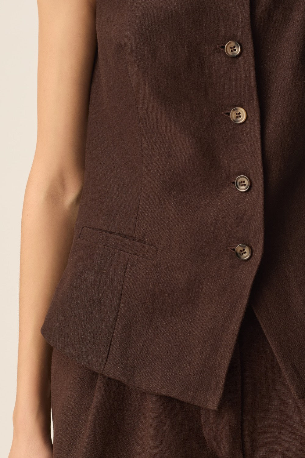 Des Petits Hauts Tahmara Vest Terre-Shirts-West of Woodward Boutique-Vancouver-Canada