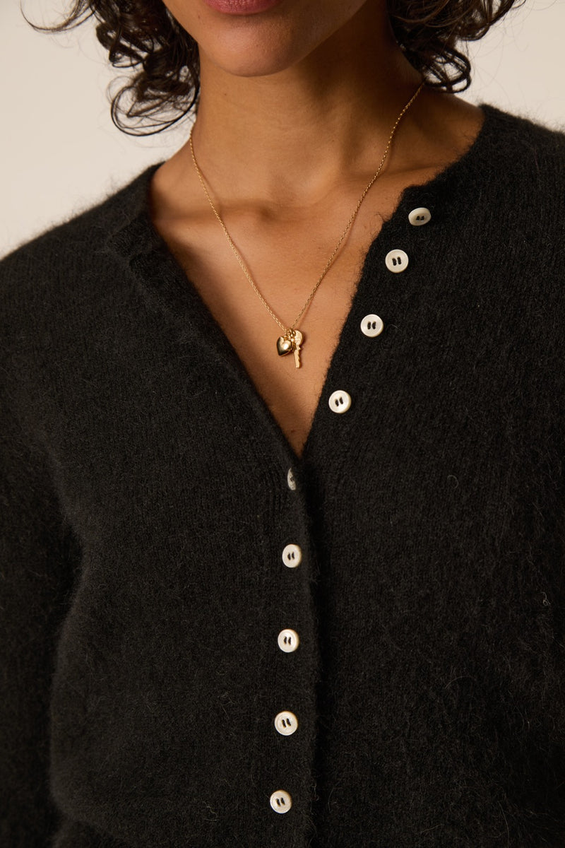 Des Petits Hauts Betty Cardigan Sweater Noir-Sweaters-West of Woodward Boutique-Vancouver-Canada