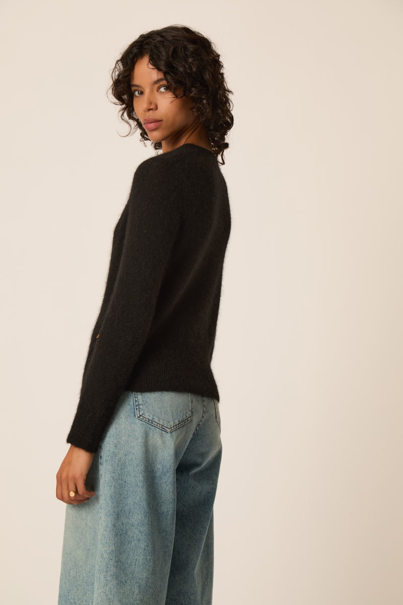Des Petits Hauts Betty Cardigan Sweater Noir-Sweaters-West of Woodward Boutique-Vancouver-Canada