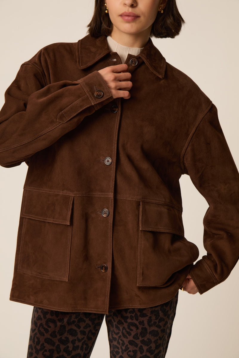 Des Petits Hauts Tiva Suede Jacket Ourson-Jackets-West of Woodward Boutique-Vancouver-Canada