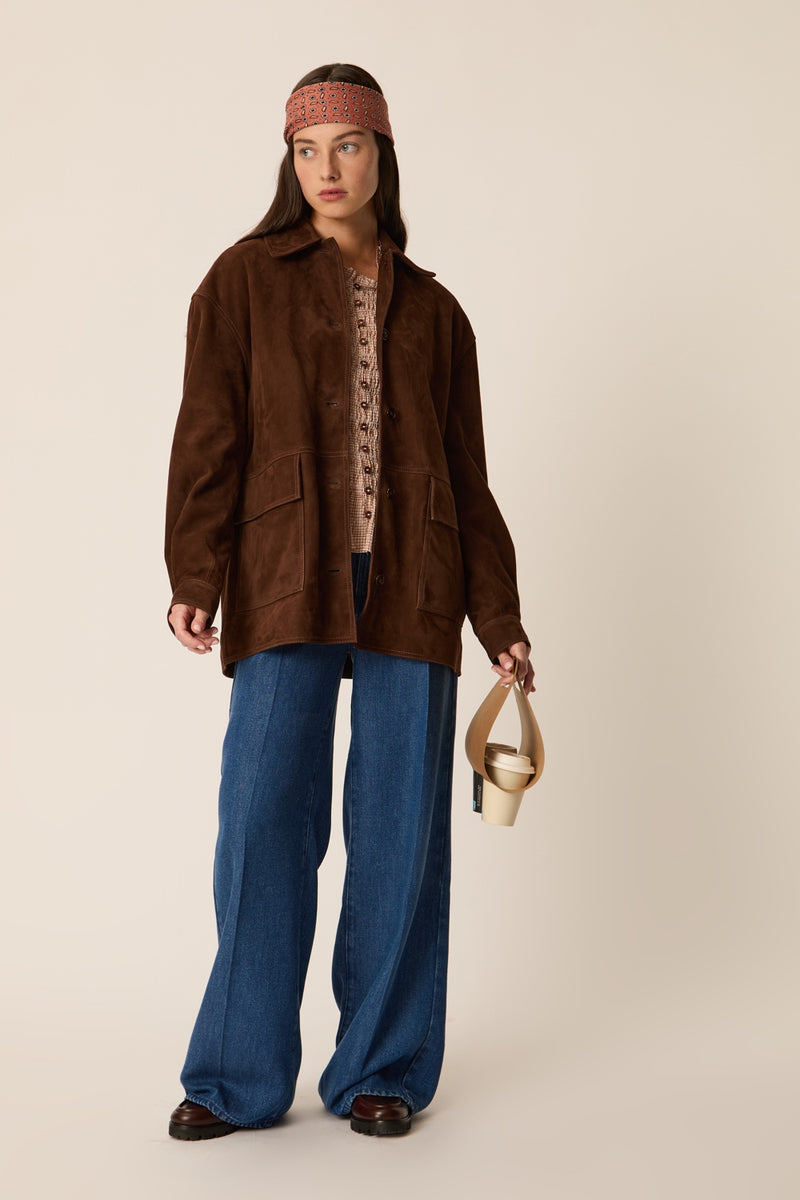 Des Petits Hauts Tiva Suede Jacket Ourson-Jackets-West of Woodward Boutique-Vancouver-Canada