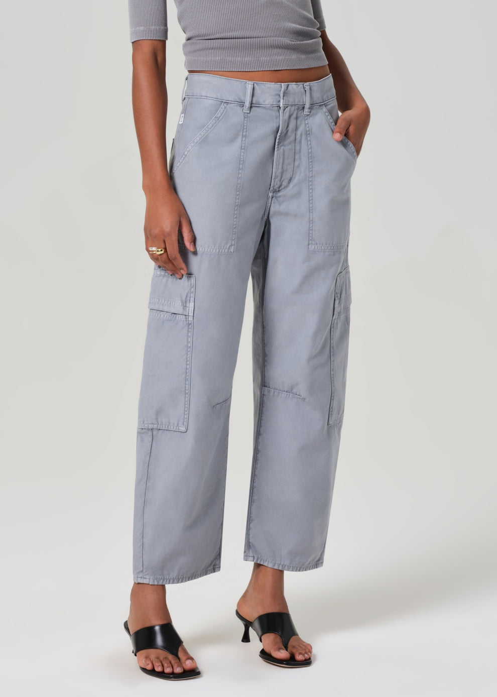 Citizens of Humanity Marcelle Low Slung Cargo Pants - Sateen Hematite-Pants-West of Woodward Boutique-Vancouver-Canada
