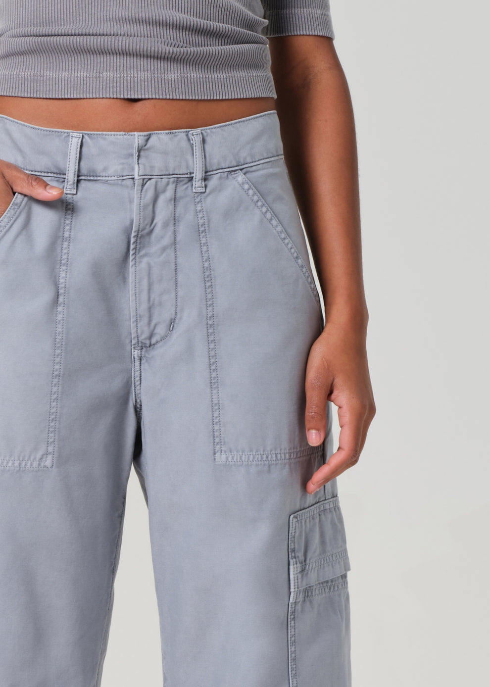 Citizens of Humanity Marcelle Low Slung Cargo Pants - Sateen Hematite-Pants-West of Woodward Boutique-Vancouver-Canada