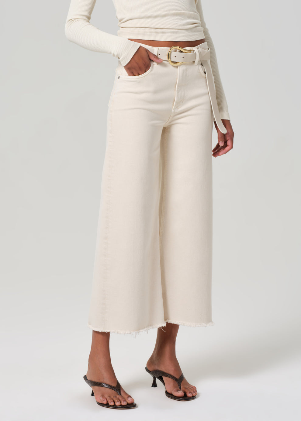 Citizens of Humanity Lyra Crop Wide Leg Denim Jeans - Almondette-Denim-West of Woodward Boutique-Vancouver-Canada