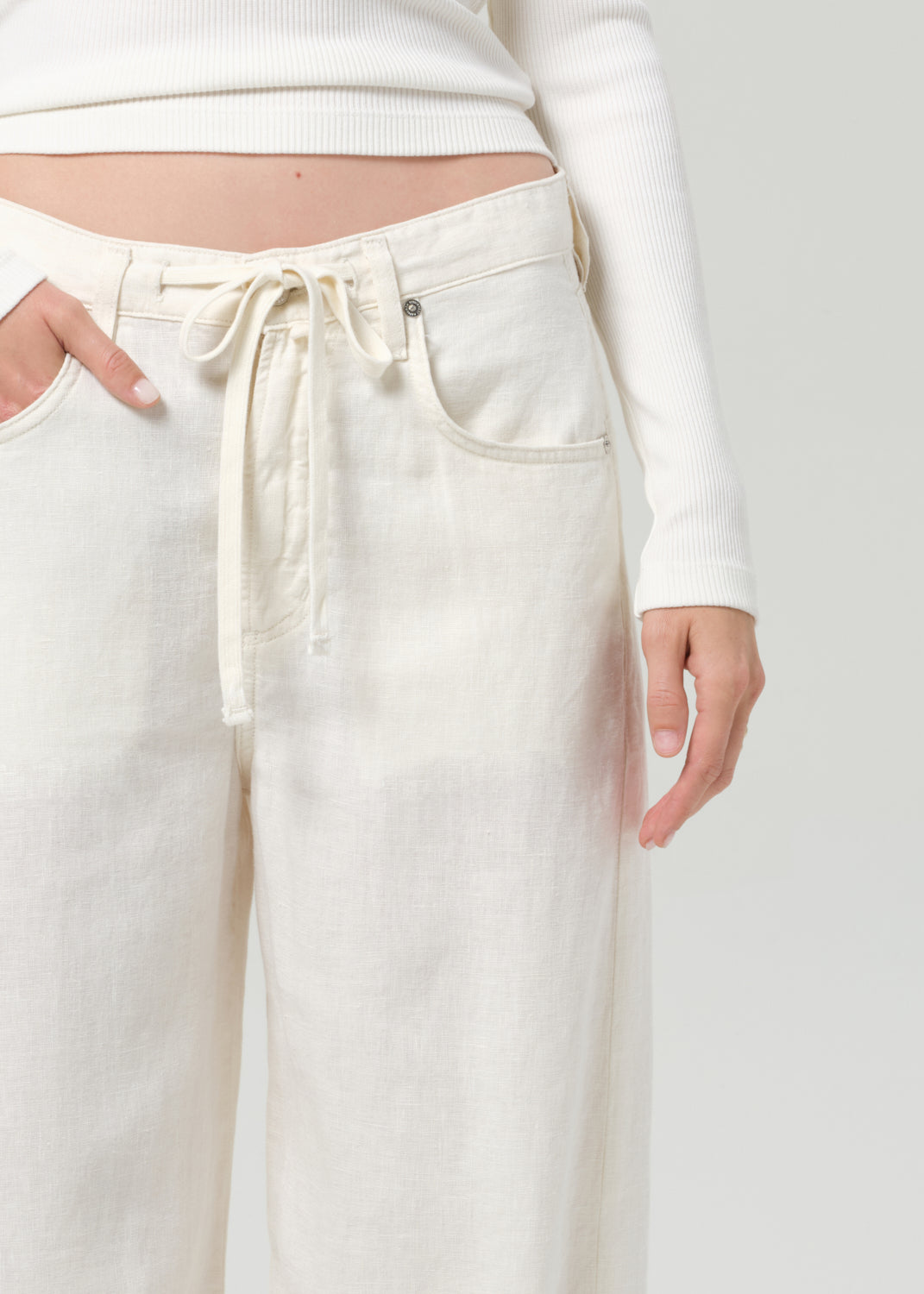 COH Brynn Drawstring Trouser Linen Vanilla-Pants-West of Woodward Boutique-Vancouver-Canada