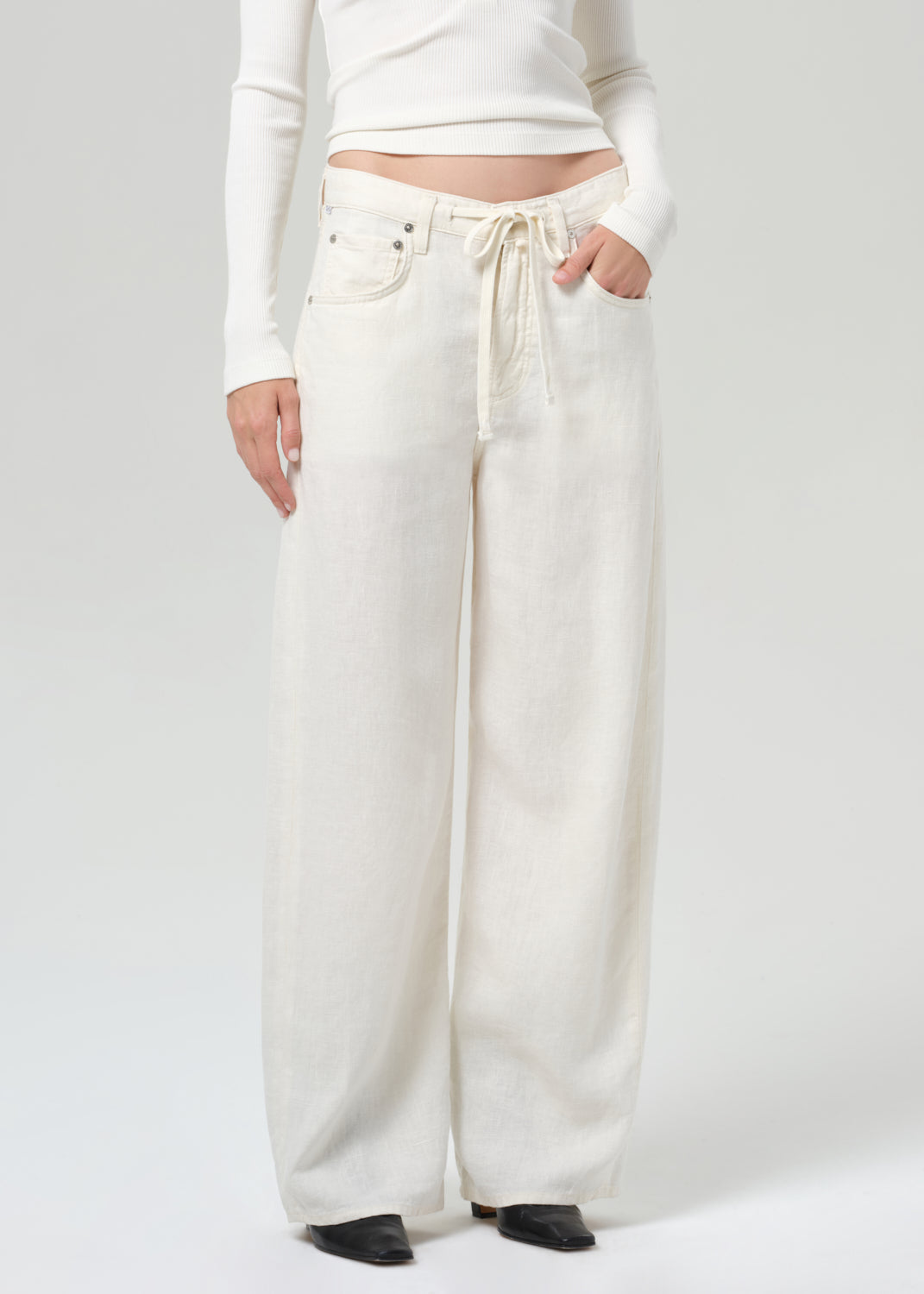 COH Brynn Drawstring Trouser Linen Vanilla-Pants-West of Woodward Boutique-Vancouver-Canada