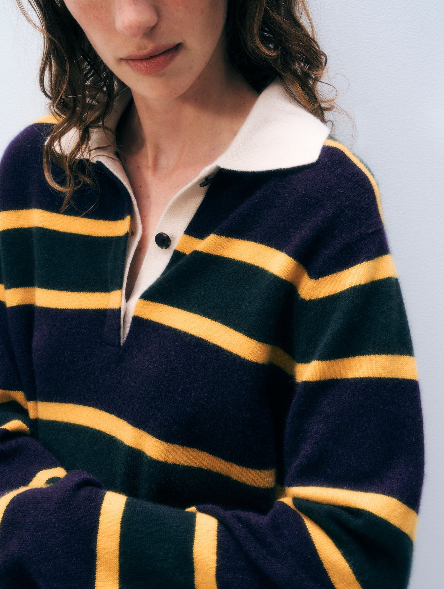 White + Warren Cashmere Rugby Polo Deep Navy-Sweaters-West of Woodward Boutique-Vancouver-Canada