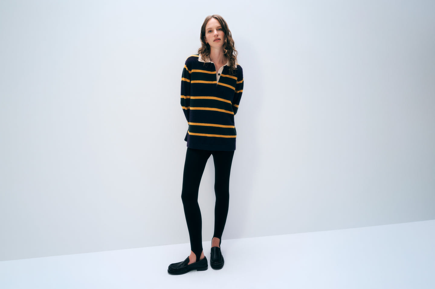 White + Warren Cashmere Rugby Polo Deep Navy-Sweaters-West of Woodward Boutique-Vancouver-Canada