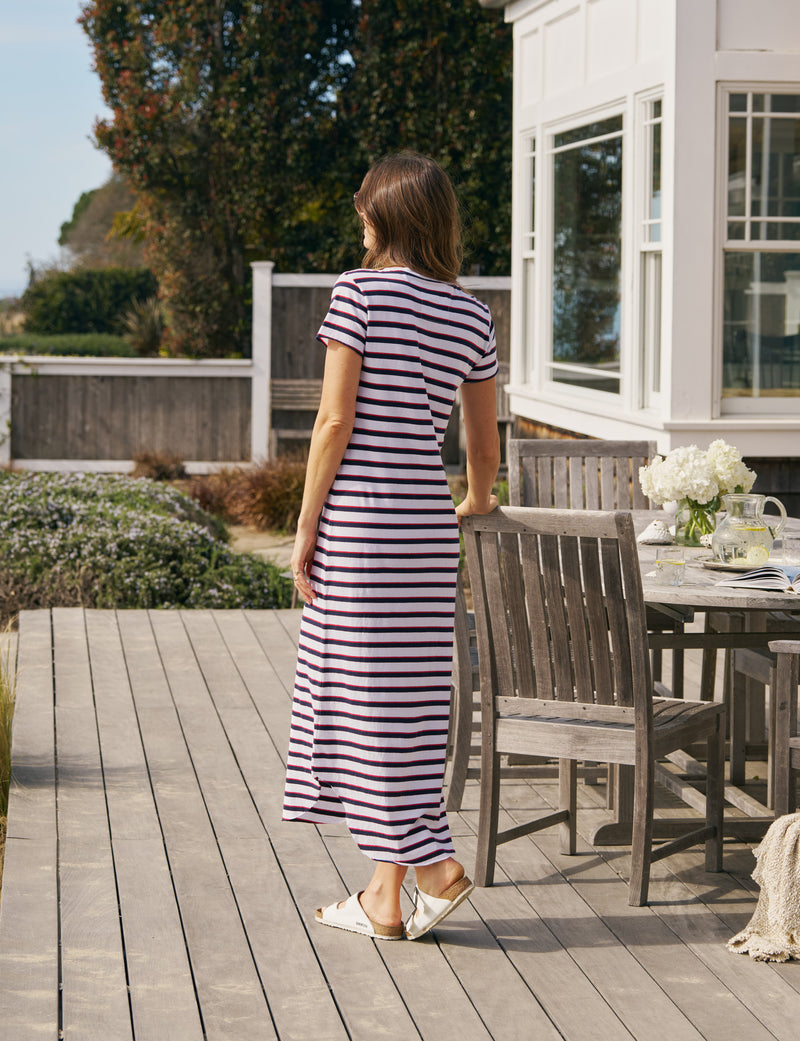 Frank & Eileen Harper Perfect Tee Maxi Dress Red Navy & White-Dresses-West of Woodward Boutique-Vancouver-Canada