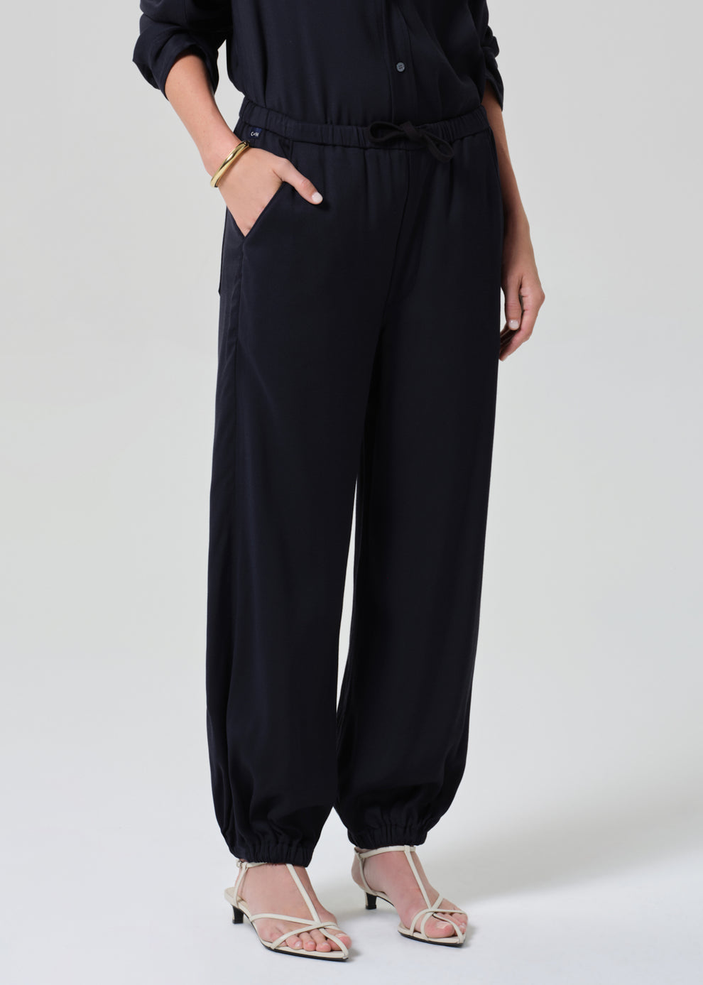 COH Bubble Pull On Pant Portofino Twill Navy-Pants-West of Woodward Boutique-Vancouver-Canada