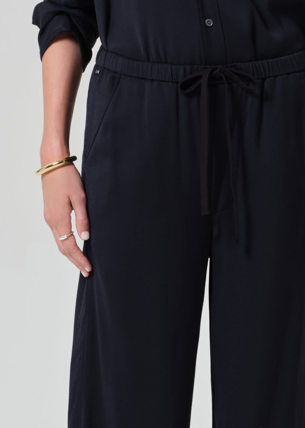 COH Bubble Pull On Pant Portofino Twill Navy-Pants-West of Woodward Boutique-Vancouver-Canada