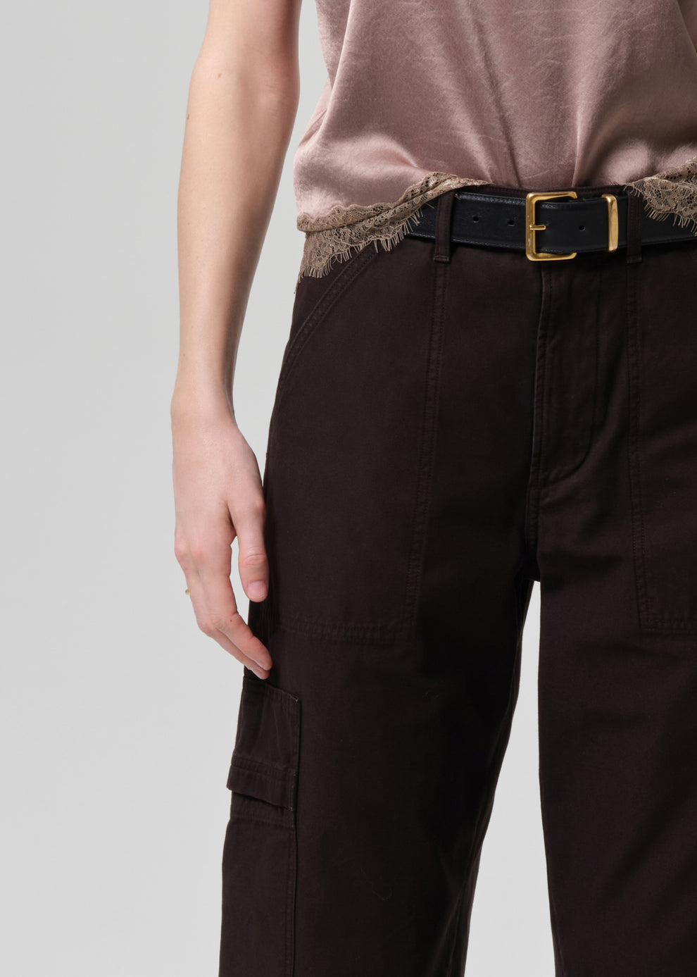 COH Ciela Bubble Hem Utility Pant Espresso-Pants-West of Woodward Boutique-Vancouver-Canada