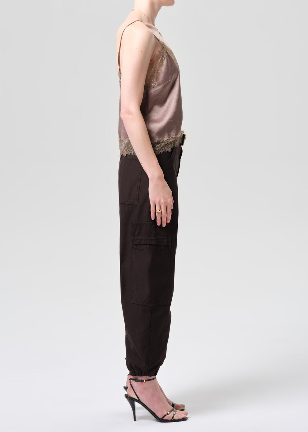 COH Ciela Bubble Hem Utility Pant Espresso-Pants-West of Woodward Boutique-Vancouver-Canada