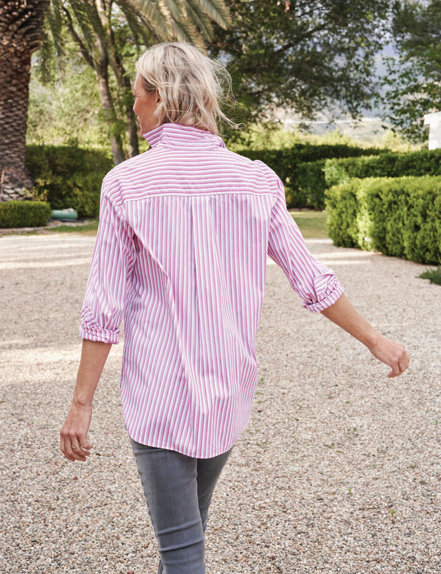Frank & Eileen Joedy Button Up Shirt Pink Stripe-Shirts-West of Woodward Boutique-Vancouver-Canada