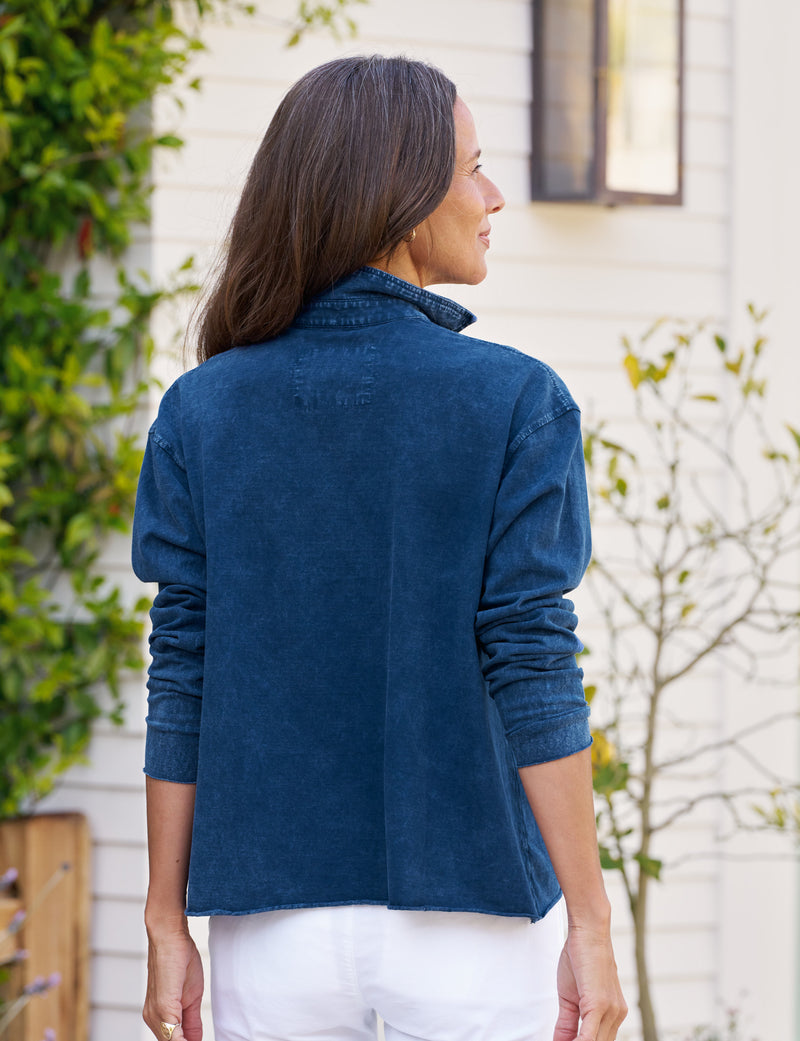 Frank &amp; Eileen Patrick Popover Henley Heritage Jersey Indigo Mineral-T-Shirts-West of Woodward Boutique-Vancouver-Canada