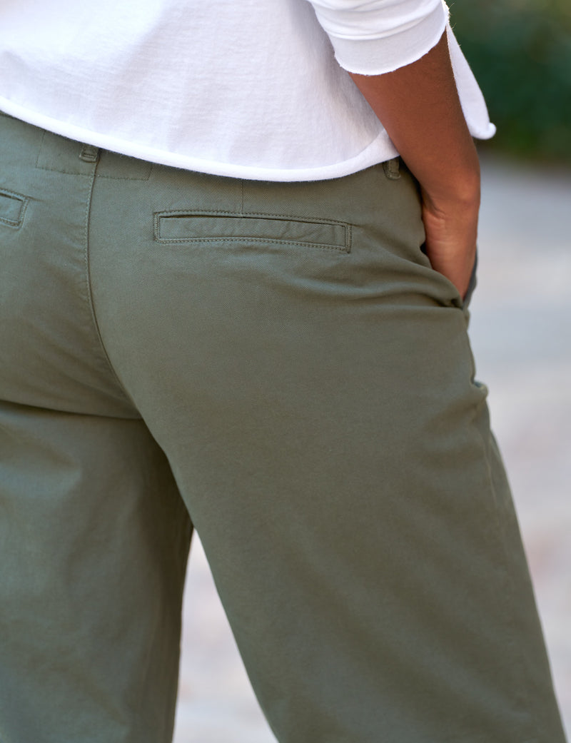 Frank &amp; Eileen Westport Italian Wide Leg Chino - Army-Pants-West of Woodward Boutique-Vancouver-Canada