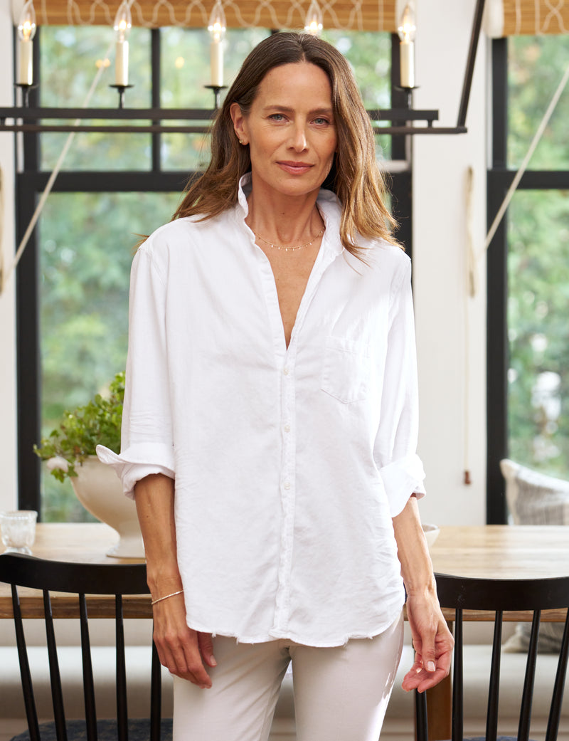 Frank &amp; Eileen Eileen Button Up Shirt White Denim-Shirts-West of Woodward Boutique-Vancouver-Canada