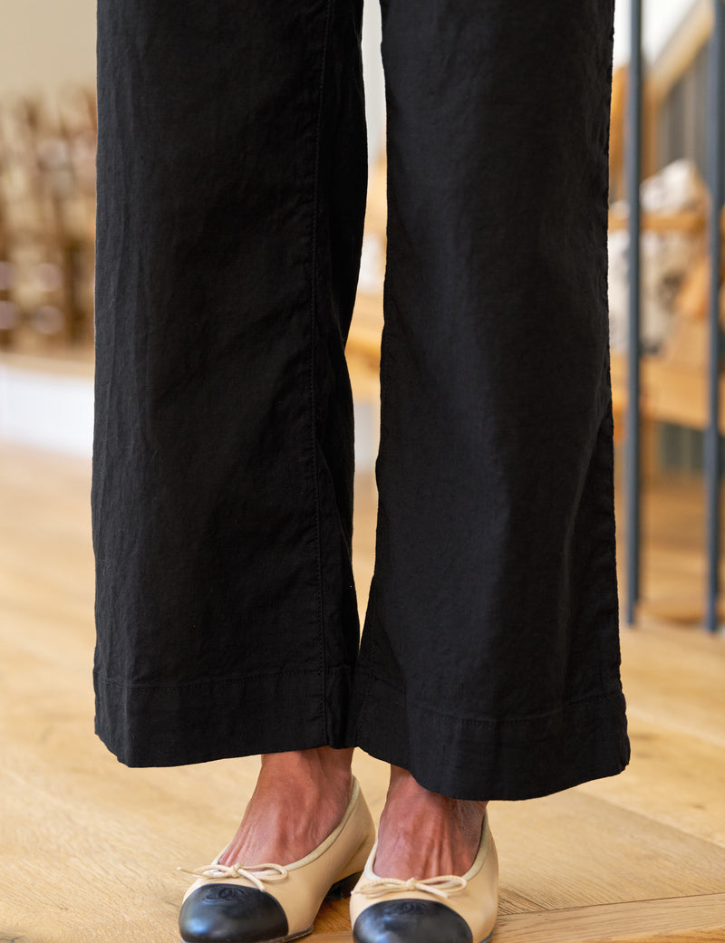 Frank &amp; Eileen Wexford Utility Trouser Black Performance Linen-Pants-West of Woodward Boutique-Vancouver-Canada