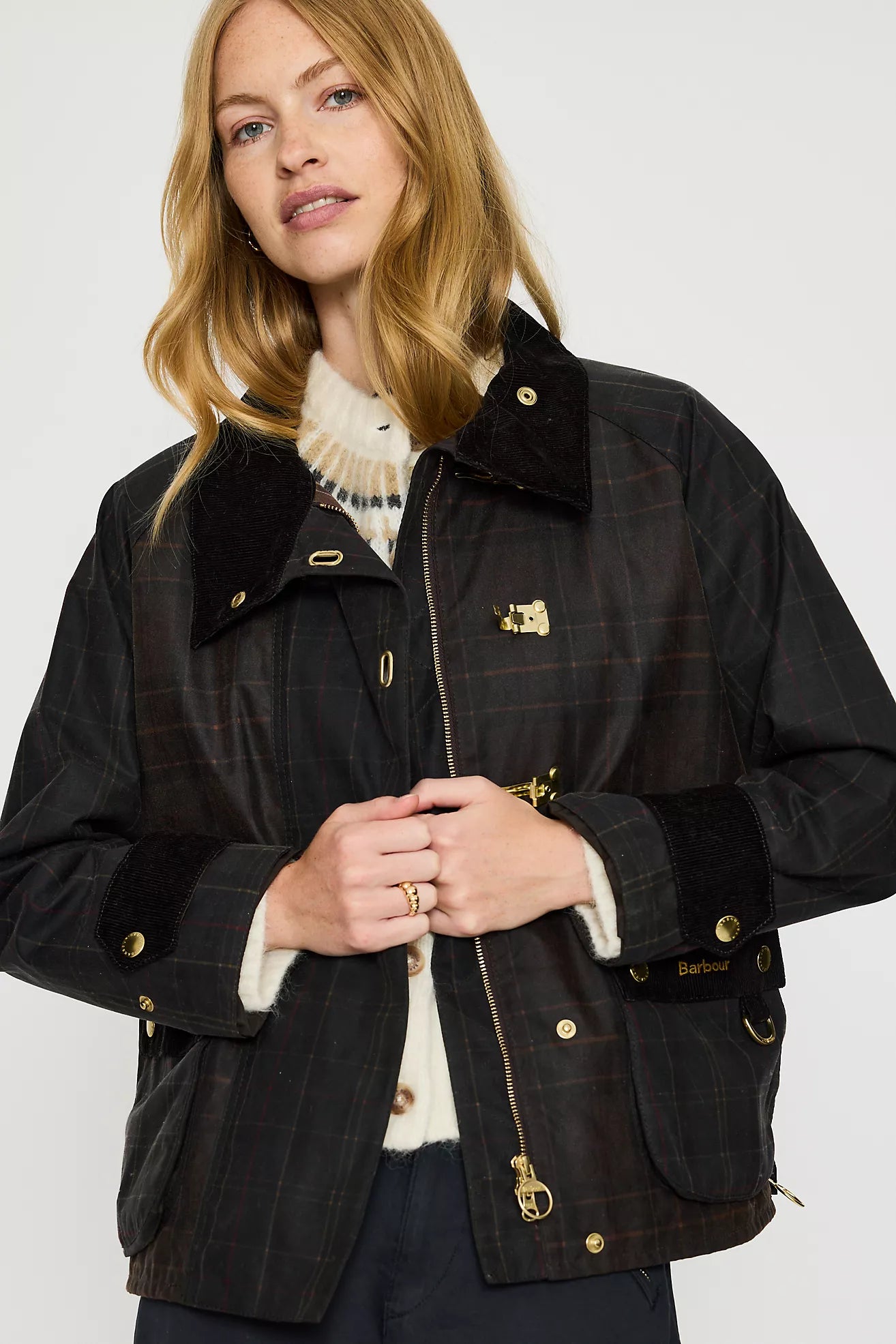 Barbour Hazelwood Wax Jacket Beech Fern Mixed Tartan-Coats-West of Woodward Boutique-Vancouver-Canada