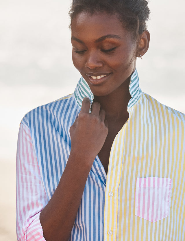 Frank & Eileen Eileen Button Up Shirt Colorblock Stripe-Shirts-West of Woodward Boutique-Vancouver-Canada