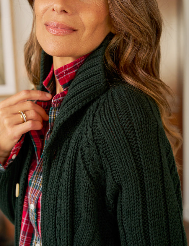 Frank &amp; Eileen Cotswolds Cardigan British Racing Green-Sweaters-West of Woodward Boutique-Vancouver-Canada