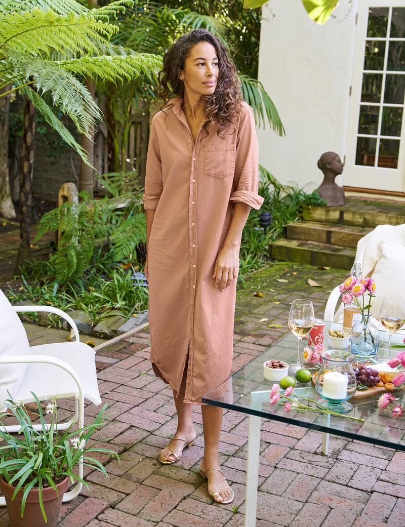 Frank &amp; Eileen Rory Maxi Shirtdress Desert-Dresses-West of Woodward Boutique-Vancouver-Canada