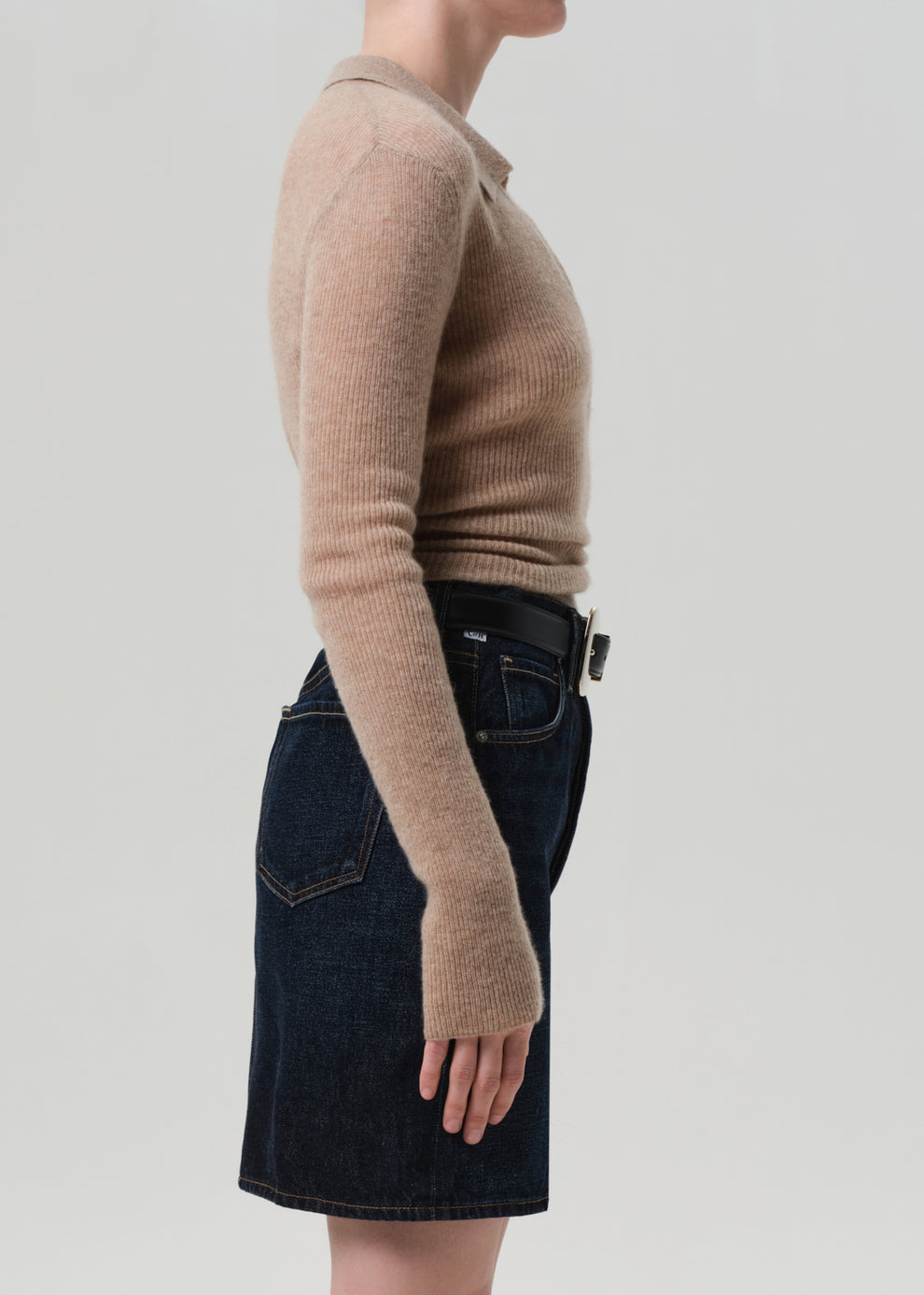 COH Simone Polo Sweater Mushroom-Sweaters-West of Woodward Boutique-Vancouver-Canada