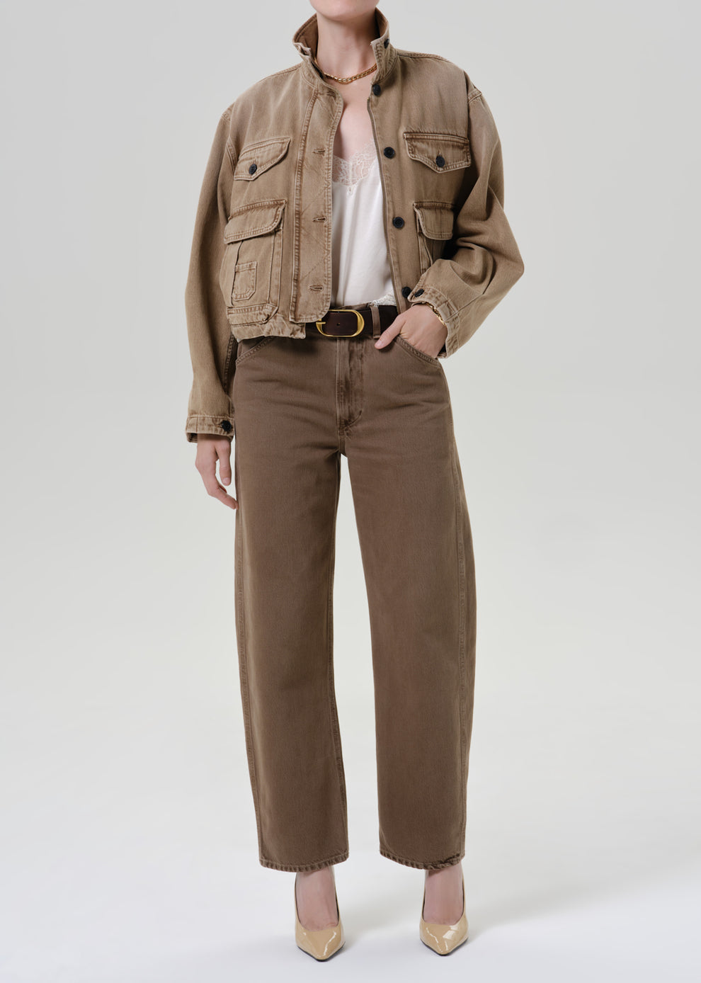 Citizens of Humanity Funnel Collar Barn Jacket Tan-Jackets-West of Woodward Boutique-Vancouver-Canada