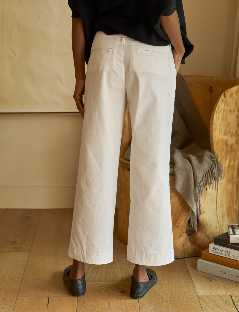 Frank & Eileen Westport Wide Leg Chino Chalk-Pants-West of Woodward Boutique-Vancouver-Canada
