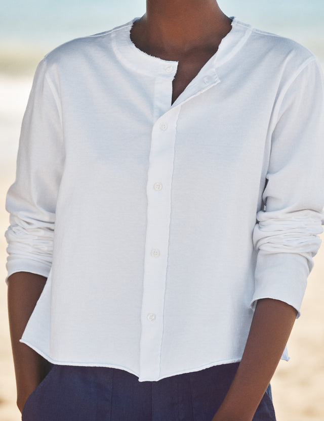 Frank &amp; Eileen Jackie Heritage Jersey Cardigan White-T-Shirts-West of Woodward Boutique-Vancouver-Canada