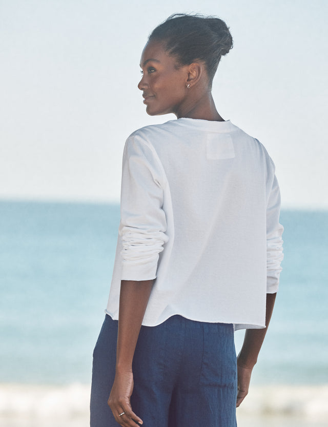 Frank &amp; Eileen Jackie Heritage Jersey Cardigan White-T-Shirts-West of Woodward Boutique-Vancouver-Canada