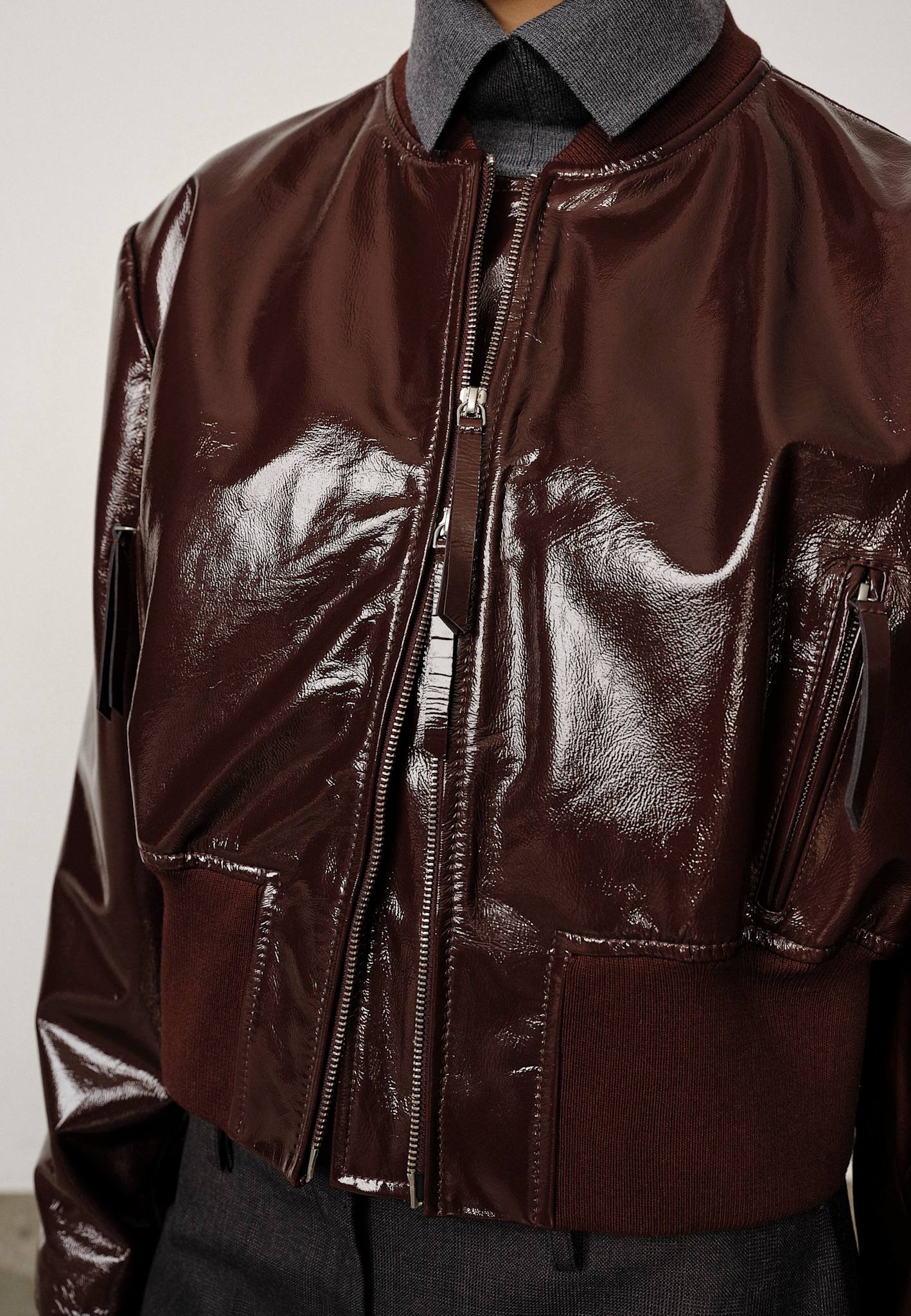 Herskind Herry Leather Bomber Jacket Mahogany-Jackets-West of Woodward Boutique-Vancouver-Canada