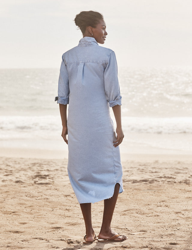 Frank & Eileen Rory Maxi Shirtdress Pool Water Blue-Dresses-West of Woodward Boutique-Vancouver-Canada