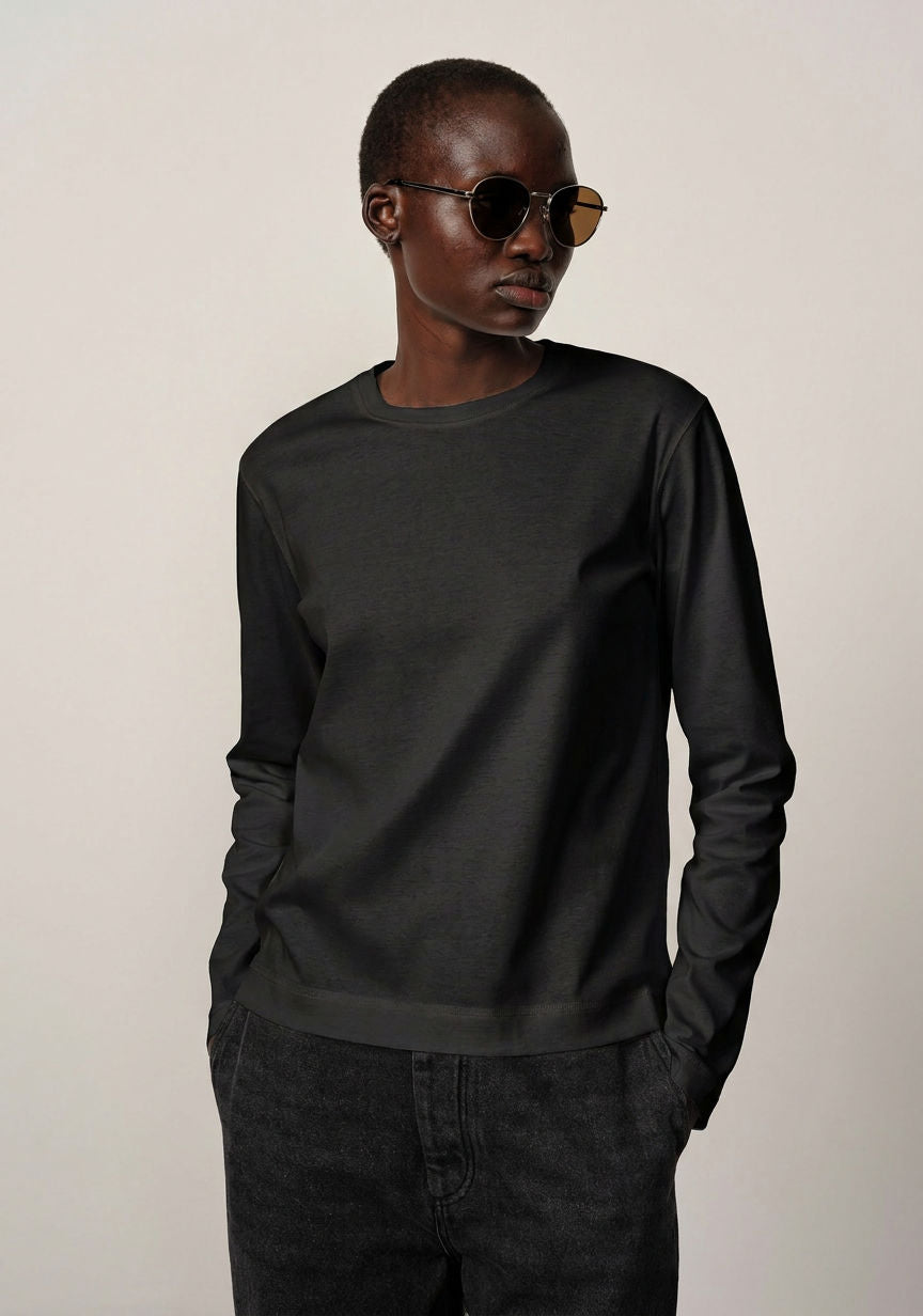 Herskind Dagmar Long Sleeve Tshirt Black-T-Shirts-West of Woodward Boutique-Vancouver-Canada