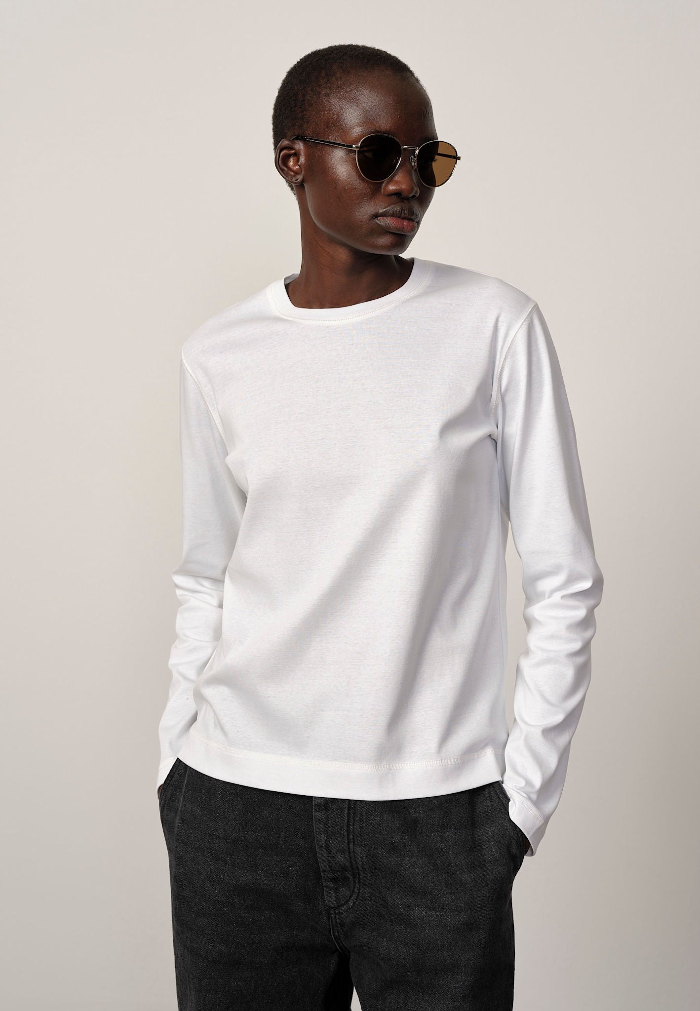 Herskind Dagmar Long Sleeve Tshirt White-T-Shirts-West of Woodward Boutique-Vancouver-Canada