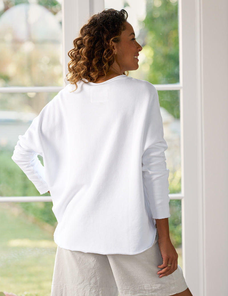 Frank & Eileen Anna Long Sleeve Capelet White-Sweatshirts-West of Woodward Boutique-Vancouver-Canada