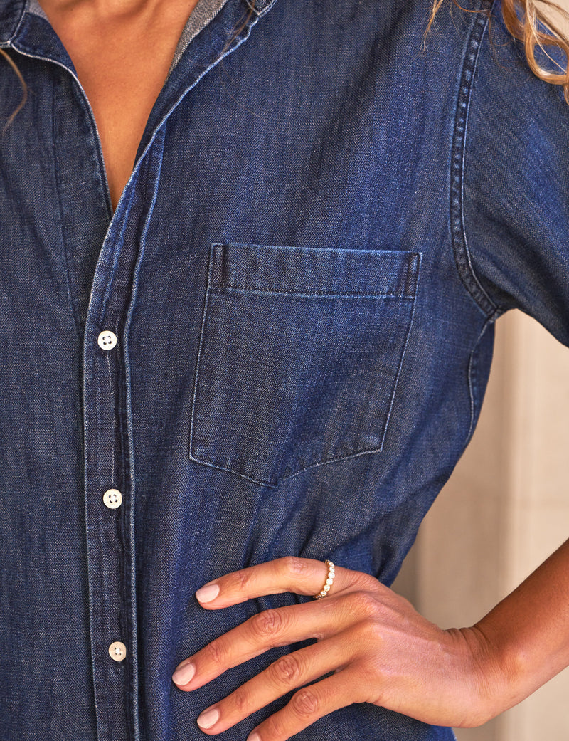 Frank &amp; Eileen Rory Maxi Shirtdress Vintage Dark Wash-Dresses-West of Woodward Boutique-Vancouver-Canada
