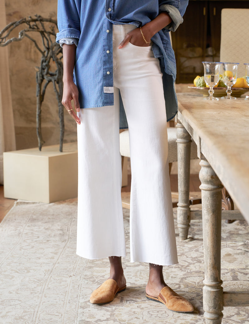 Frank &amp; Eileen Galway Gaucho Wide Leg Jean - White-Denim-West of Woodward Boutique-Vancouver-Canada